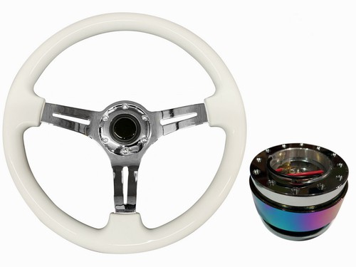 White chrome 350mm steering - chrome,